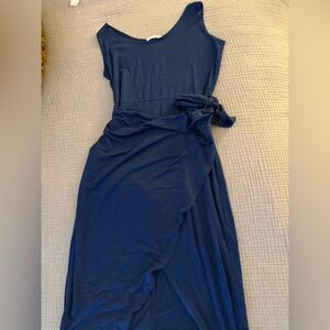 Reformation Asymmetrical Blue Dress